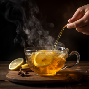 Tee mit Zitrone und Honig gegen Halsschmerzen