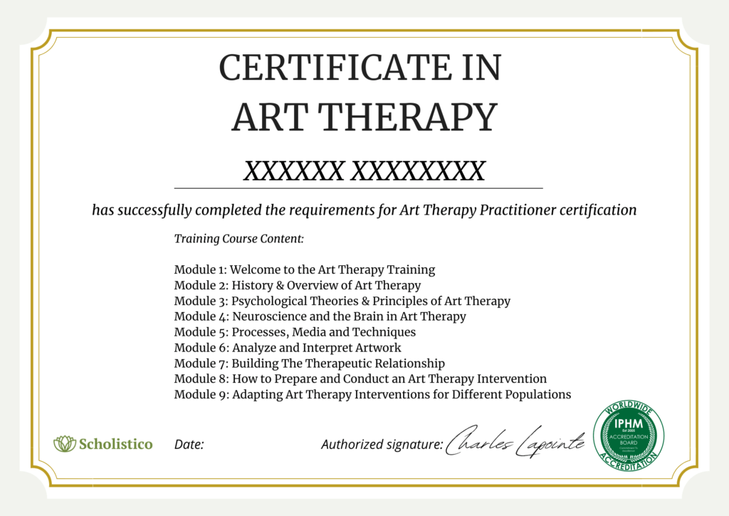 Official Certificate For Art Therapy Practitioner Training Course   WEO Art Therapy Certificate 3 1024x724 