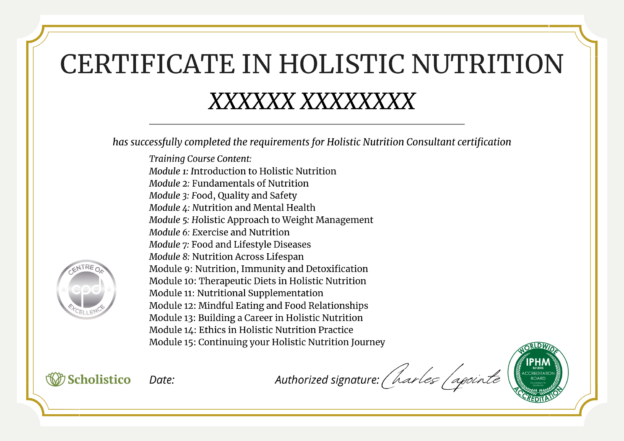 Holistic Nutrition Consultant Certification Course - Scholistico