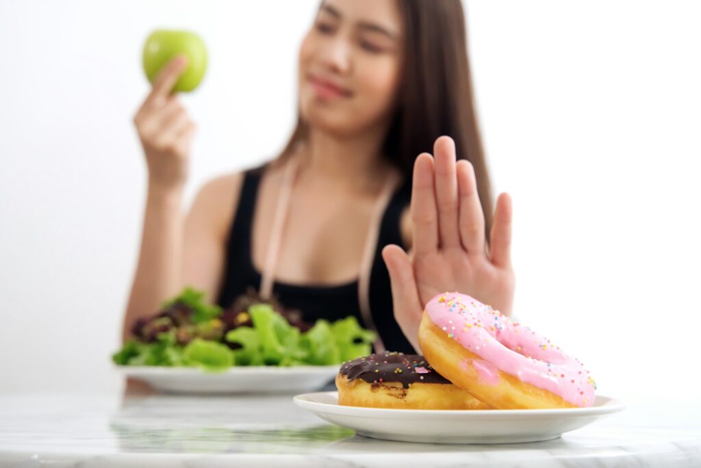 Young girl on dieting for good health concept.