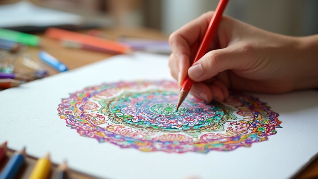 Hand drawing a colorful mandala