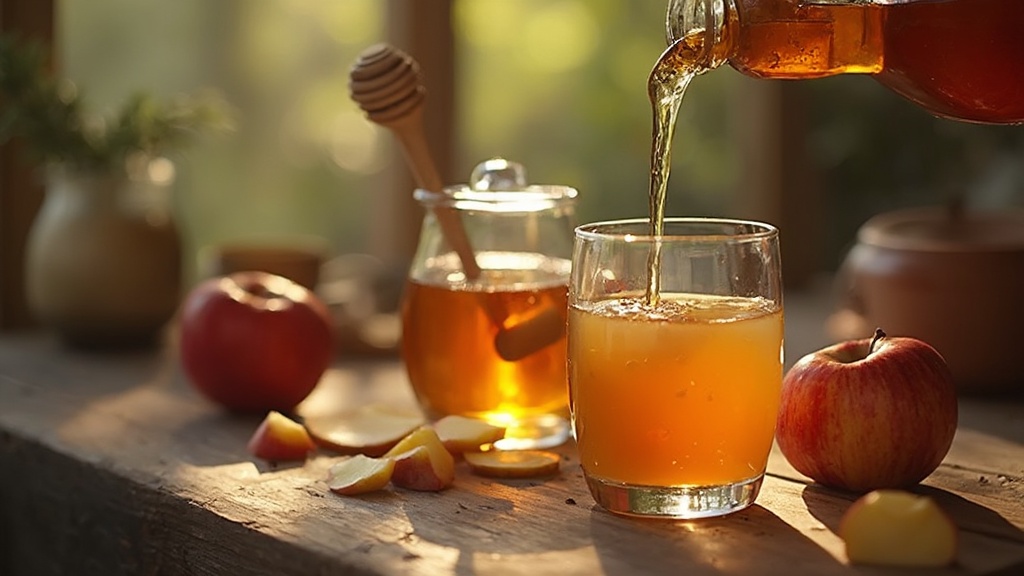 Glass of water with apple cider vinegar being added