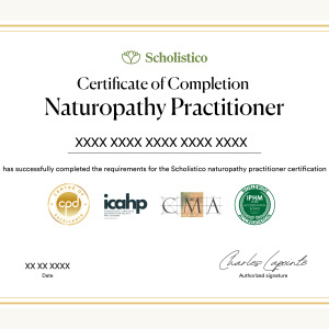 Official certificate for Naturopathy Practitioner certification course